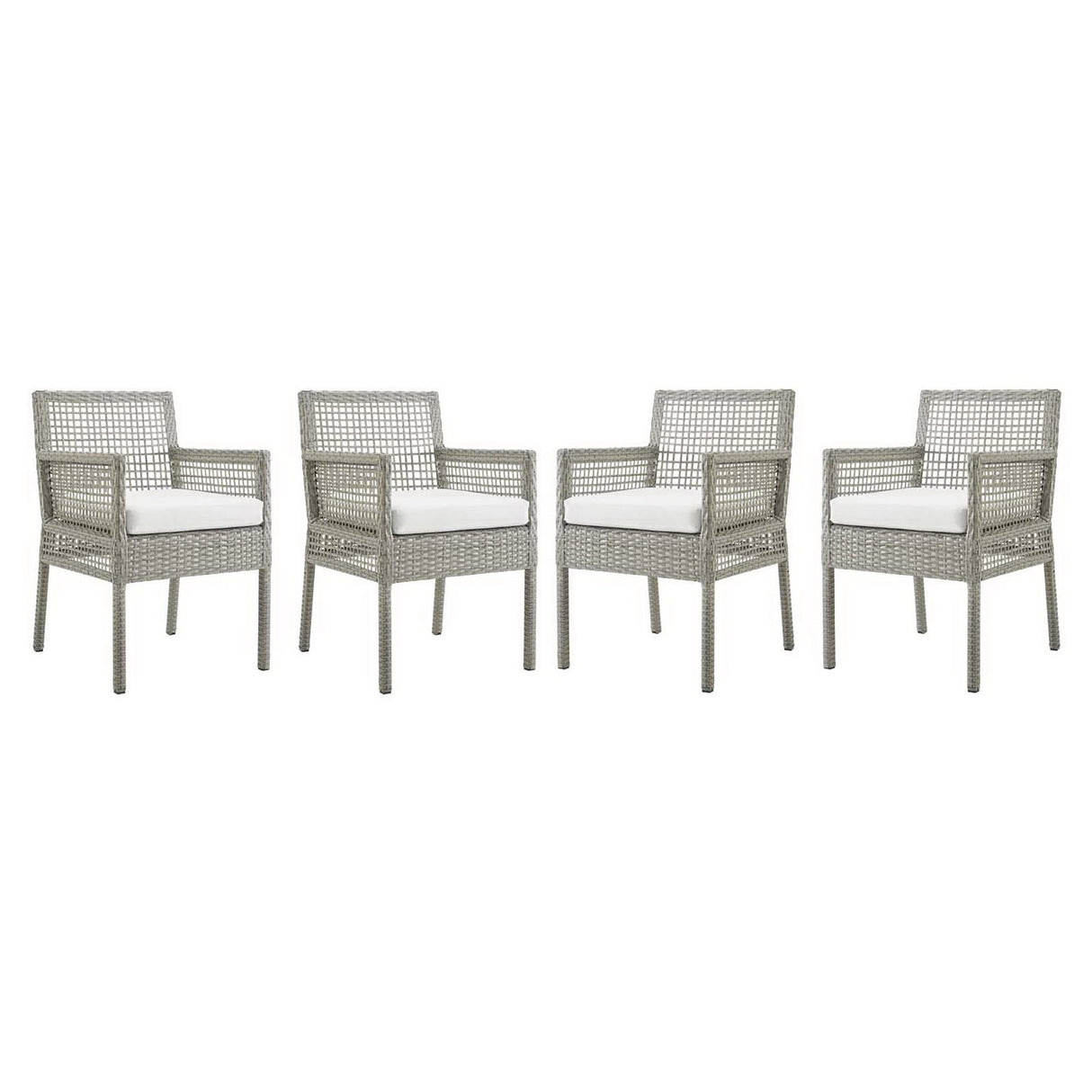 Aura Outdoor Patio Wicker Rattan Dining Armchair Set of 4 by Modway