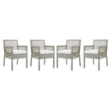 Aura Outdoor Patio Wicker Rattan Dining Armchair Set of 4 by Modway