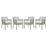 Aura Outdoor Patio Wicker Rattan Dining Armchair Set of 4 by Modway