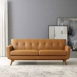 Engage Top-Grain Leather Living Room Lounge Sofa by Modway
