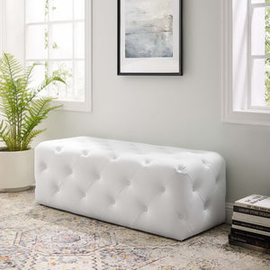 Amour 48" Tufted Button Faux Leather Entryway Bench