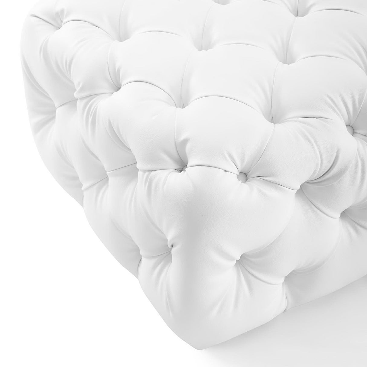 Amour Tufted Button Square Faux Leather Ottoman by Modway