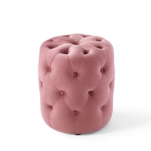 Amour Tufted Button Round Performance Velvet Ottoman by Modway