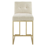 Privy Gold Stainless Steel Upholstered Fabric Counter Stool by Modway