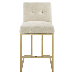 Privy Gold Stainless Steel Upholstered Fabric Counter Stool by Modway