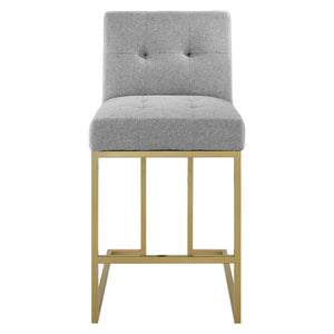 Privy Gold Stainless Steel Upholstered Fabric Counter Stool by Modway