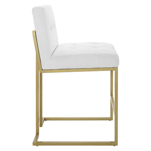 Privy Gold Stainless Steel Upholstered Fabric Counter Stool by Modway
