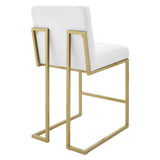 Privy Gold Stainless Steel Upholstered Fabric Counter Stool by Modway