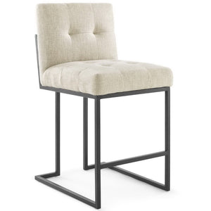 Privy Black Stainless Steel Upholstered Fabric Counter Stool by Modway