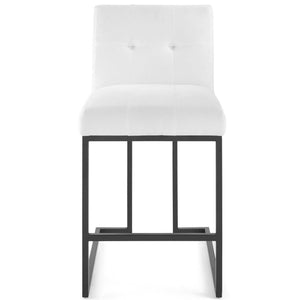 Privy Black Stainless Steel Upholstered Fabric Counter Stool by Modway