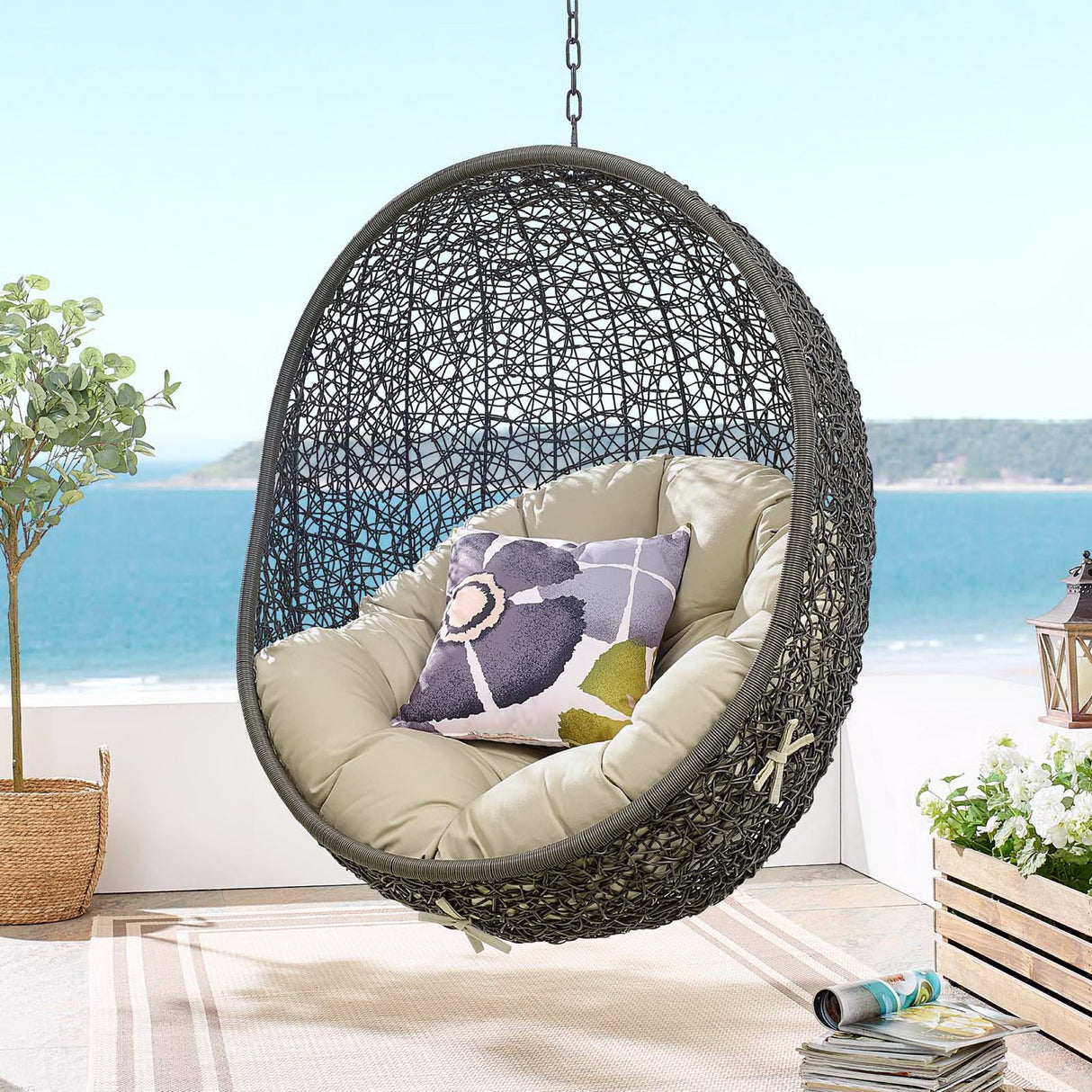 Hide Outdoor Patio Swing Chair with Stand