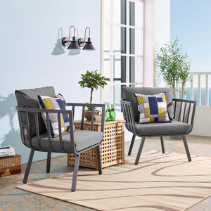 Riverside Outdoor Patio Aluminum Armchair Set of 2 by Modway