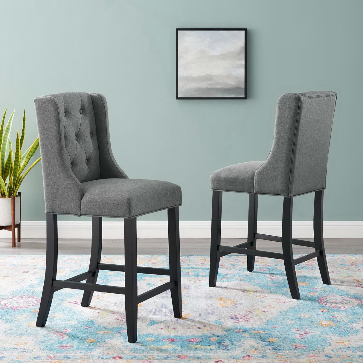 Baronet Upholstered Fabric Counter Bar Stool Set of 2 by Modway