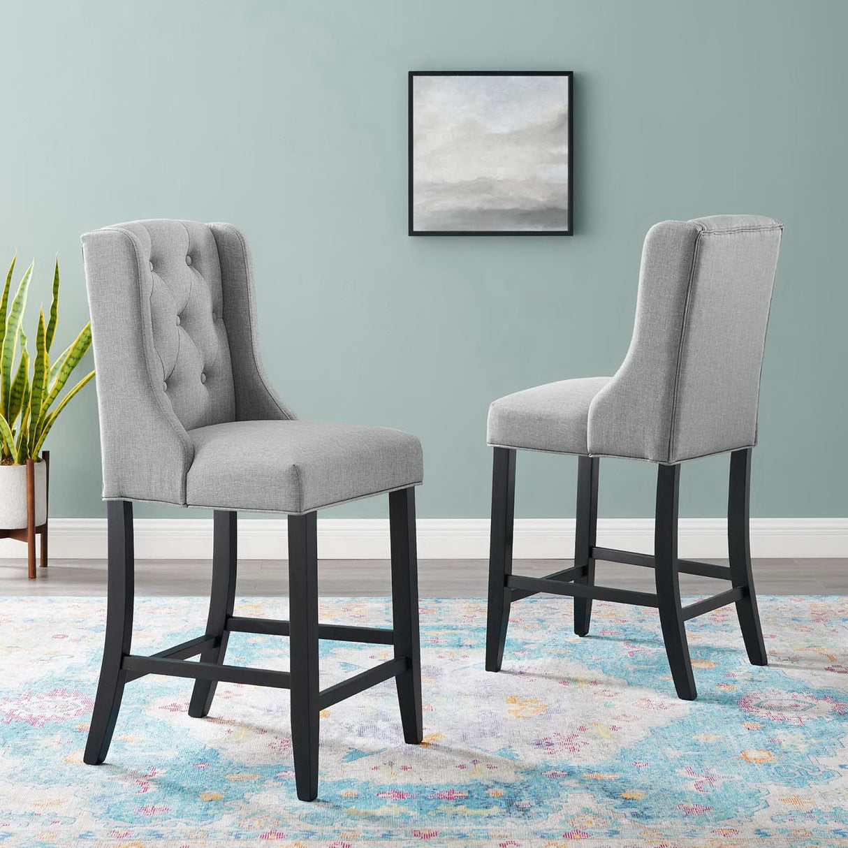 Baronet Upholstered Fabric Counter Bar Stool Set of 2 by Modway