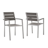Shore Outdoor Patio Aluminum Dining Armchair Set of 2 by Modway
