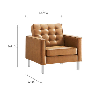 Loft Tufted Vegan Leather Armchairs Set of 2 by Modway