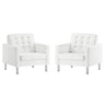 Loft Tufted Vegan Leather Armchairs Set of 2 by Modway