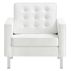 Loft Tufted Vegan Leather Armchairs Set of 2 by Modway