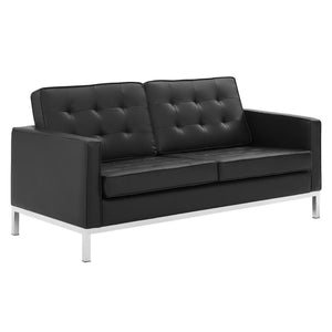 Loft Tufted Faux Leather Loveseat and Armchair Set by Modway