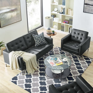 Loft Tufted Faux Leather Loveseat and Armchair Set by Modway
