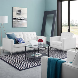 Loft Tufted Faux Leather Loveseat and Armchair Set by Modway