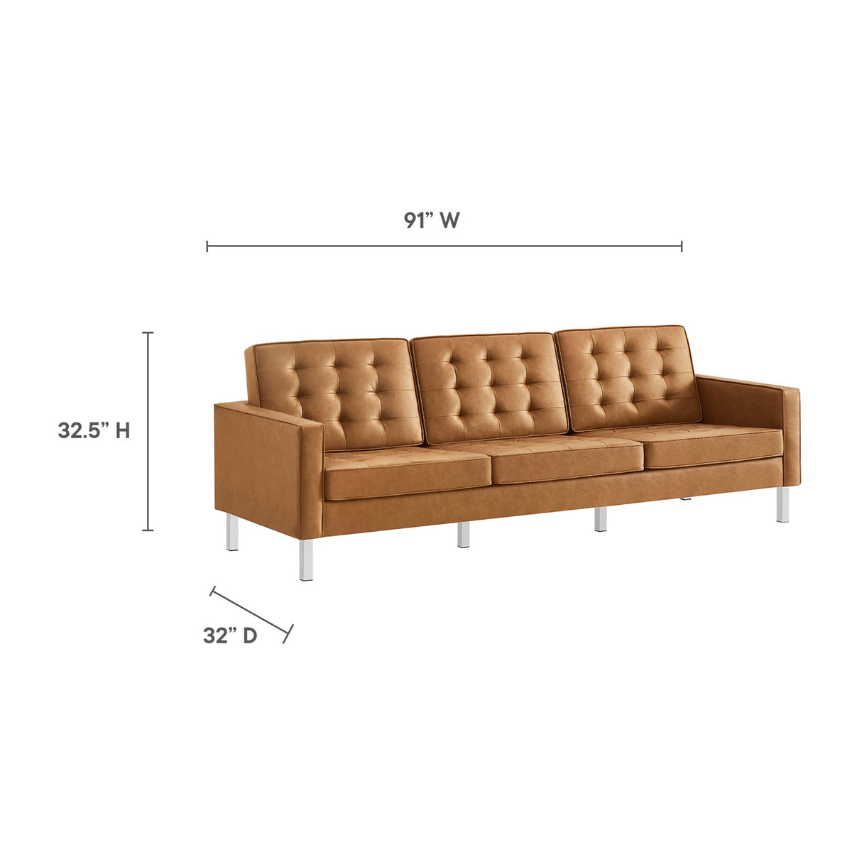 Loft 3-Piece Tufted Vegan Leather Furniture Set by Modway
