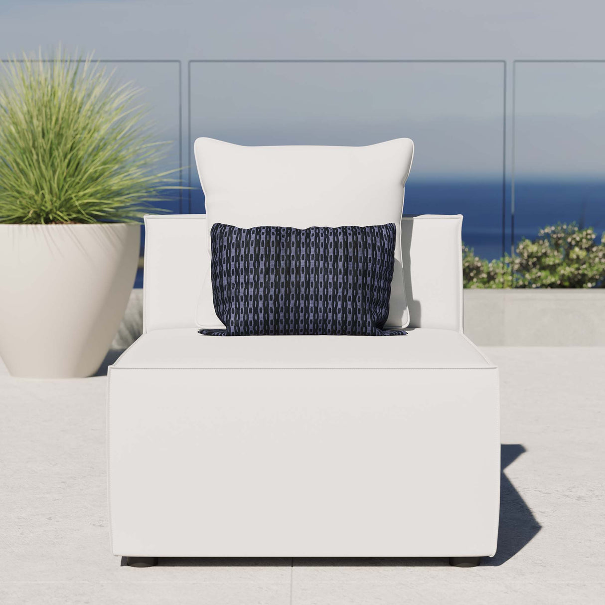 Saybrook Outdoor Patio Upholstered Sectional Sofa Armless Chair by Modway