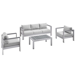 Shore 4 Piece Sunbrella Fabric Outdoor Patio Aluminum Set by Modway