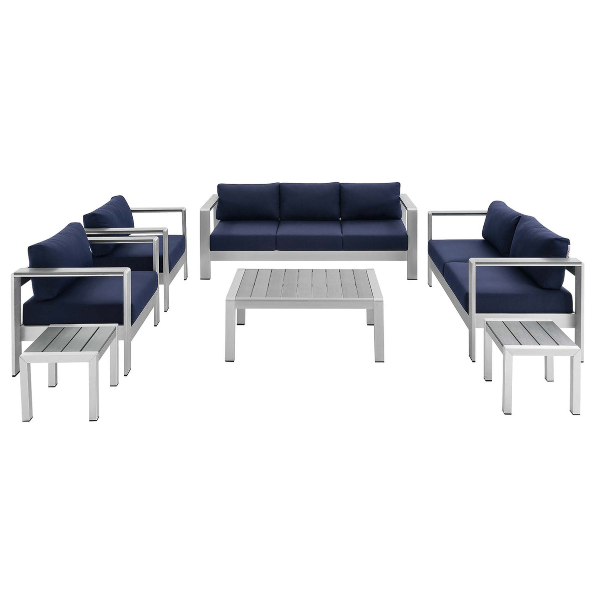 Shore 7 Piece Aluminum Outdoor Patio Set with Sunbrella Fabric ...
