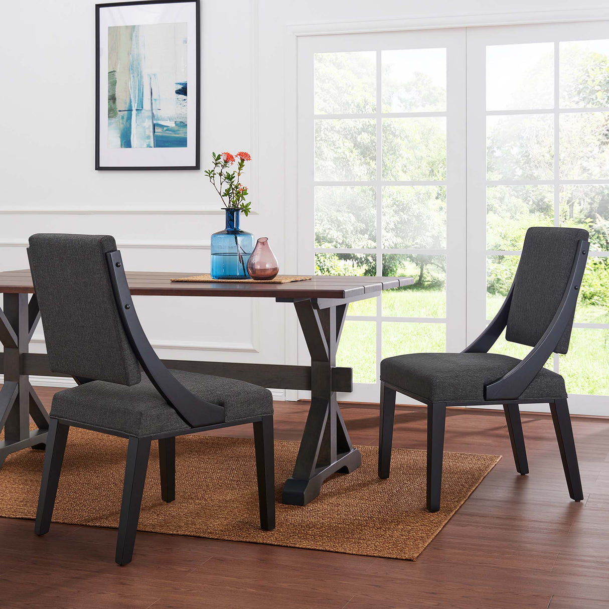 Cambridge Upholstered Fabric Dining Chairs Set of 2 by Modway