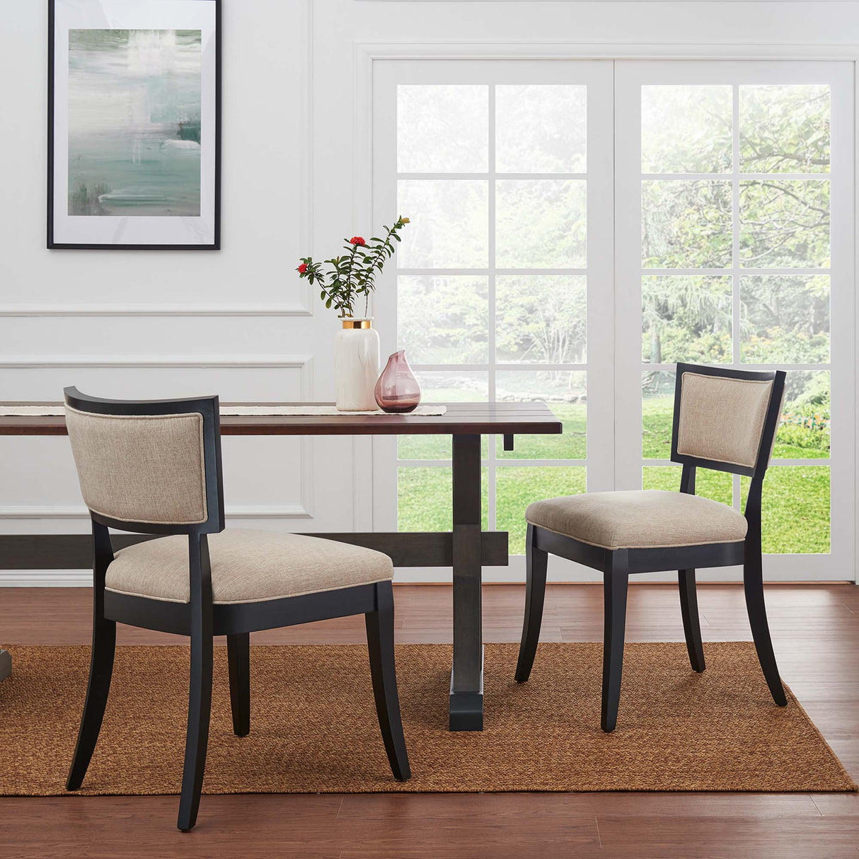 Pristine Upholstered Fabric Dining Chairs Set of 2 by Modway