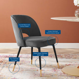 Rouse Performance Velvet Dining Side Chairs Set of 2 by Modway