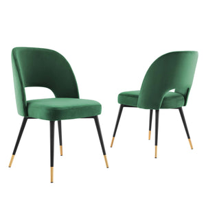 Rouse Performance Velvet Dining Side Chairs Set of 2 by Modway