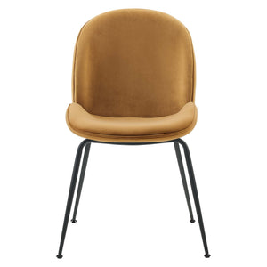 Scoop Black Powder Coated Steel Leg Performance Velvet Dining Chairs Set of 2 by Modway