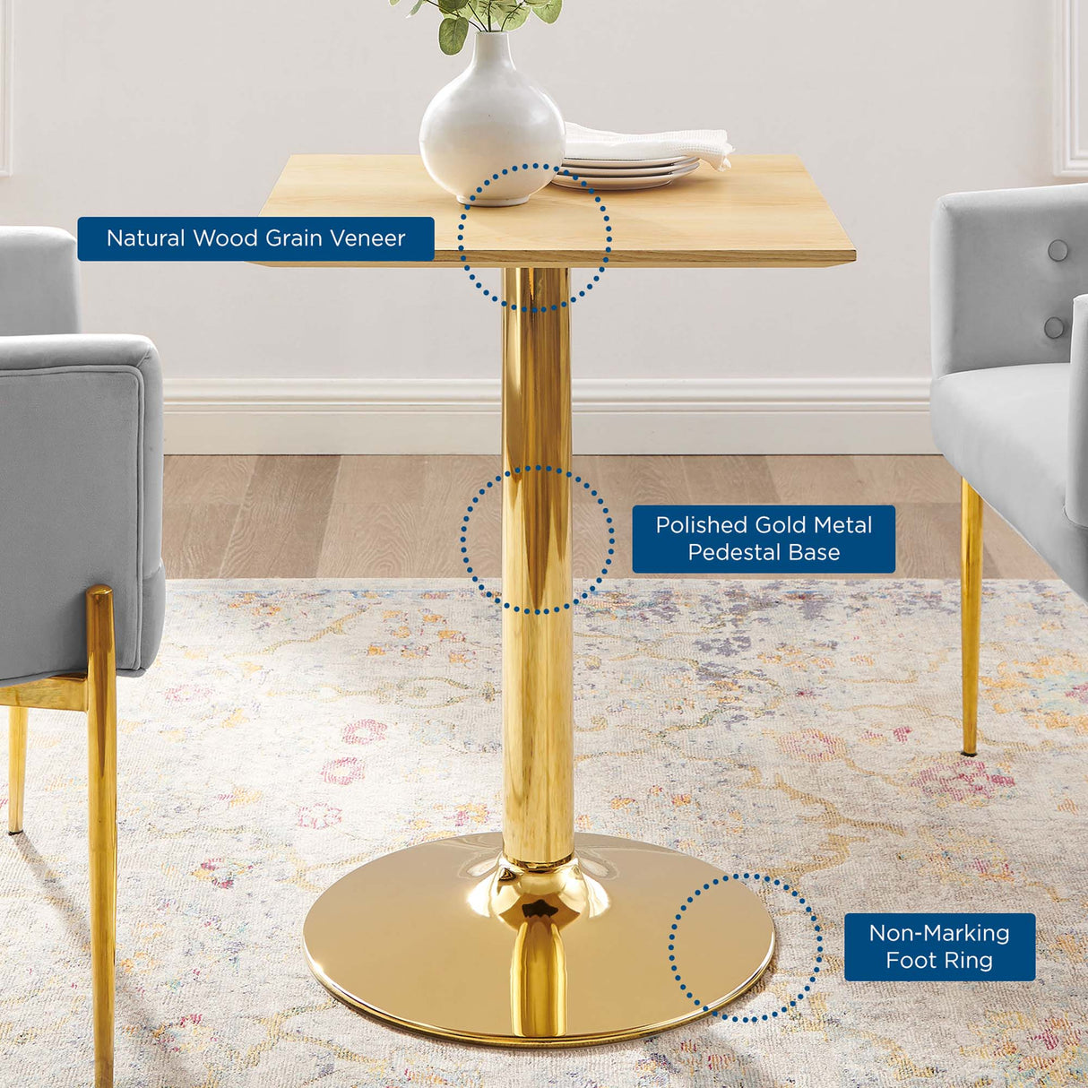Verne 24" Square Dining Table by Modway
