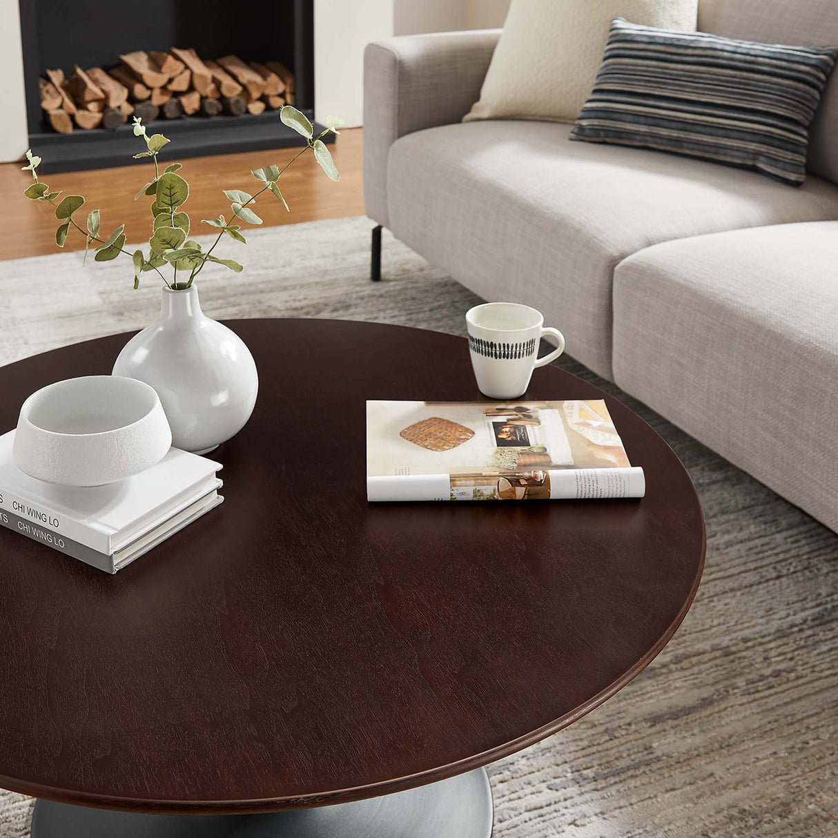 Lippa 36" Round Wood Coffee Table by Modway