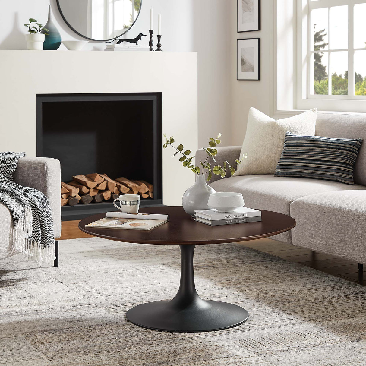 Lippa 36" Round Wood Coffee Table by Modway