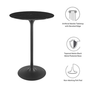 Lippa 28" Round Faux Marble Bar Table by Modway