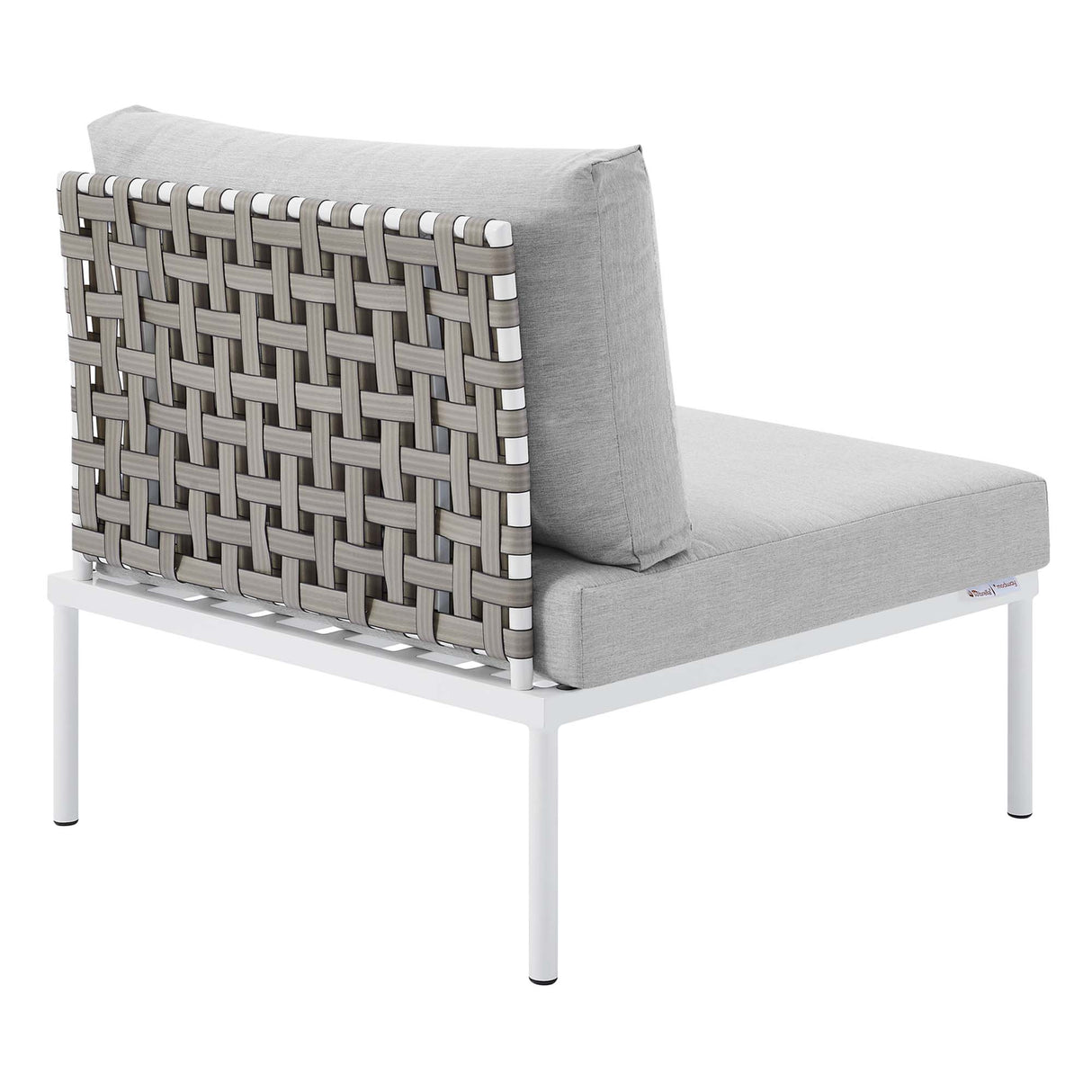 Harmony Sunbrella Basket Weave Outdoor Patio Aluminum Armless Chair
