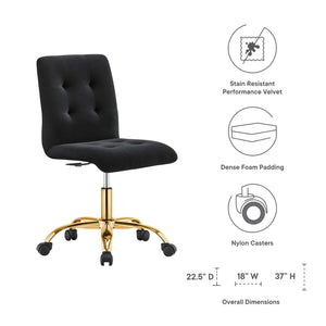 Prim Armless Performance Velvet Office Chair by Modway