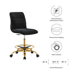 Ripple Armless Performance Velvet Drafting Chair by Modway