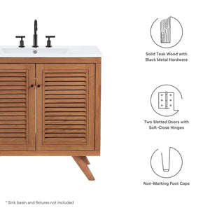 Birdie 36" Teak Wood Bathroom Vanity Cabinet (Sink Basin Not Included) by Modway