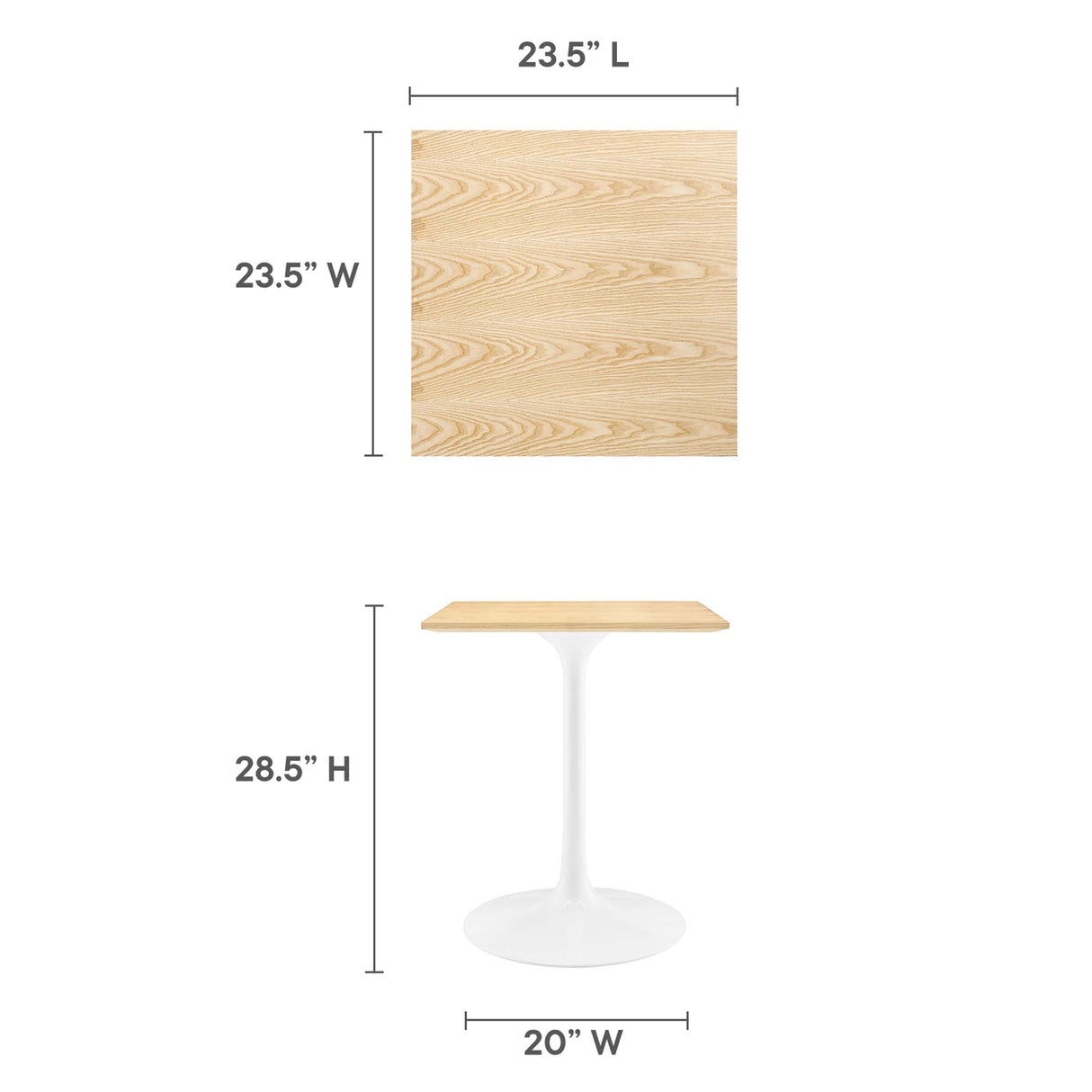 Lippa 24" Square Wood Dining Table by Modway