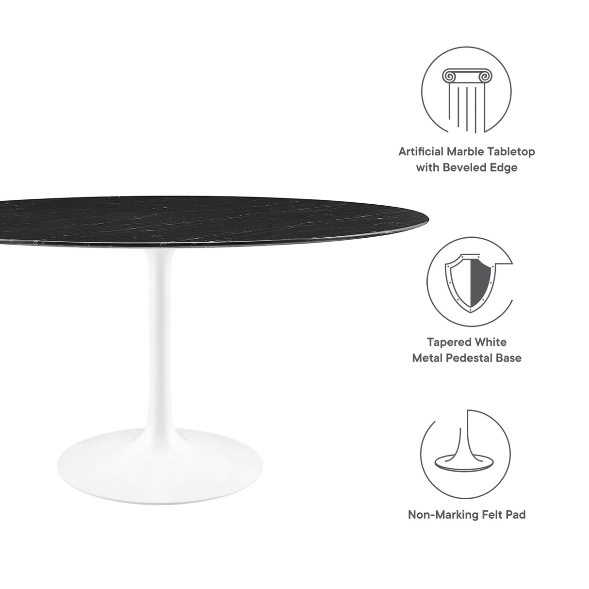 Lippa 60" Round Faux Marble Dining Table by Modway