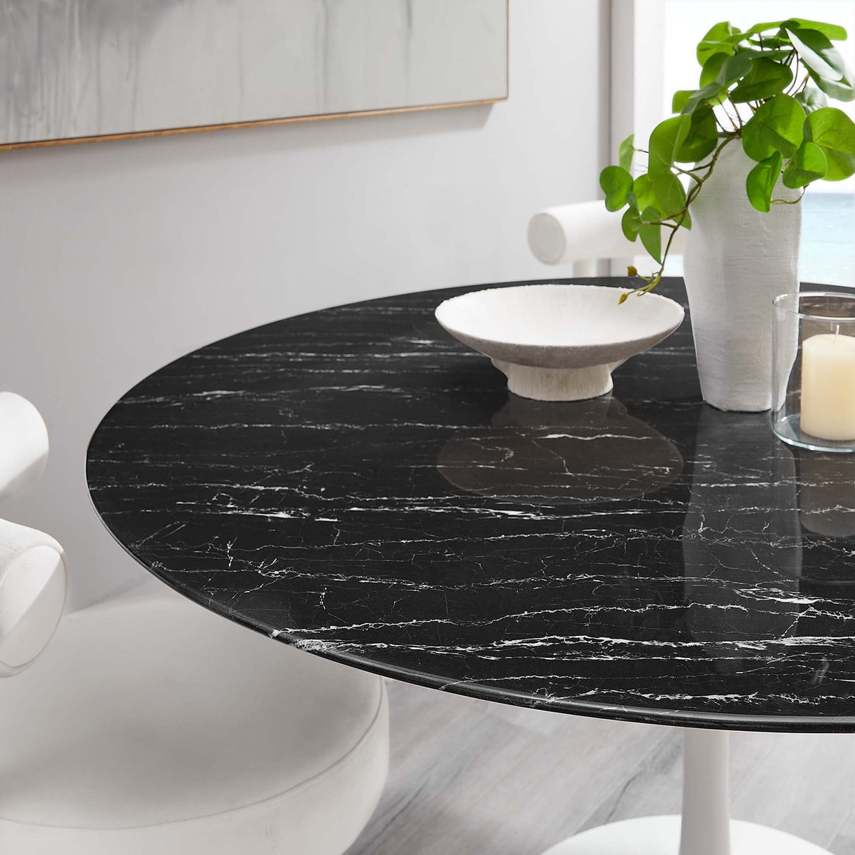 Lippa 60" Round Faux Marble Dining Table by Modway