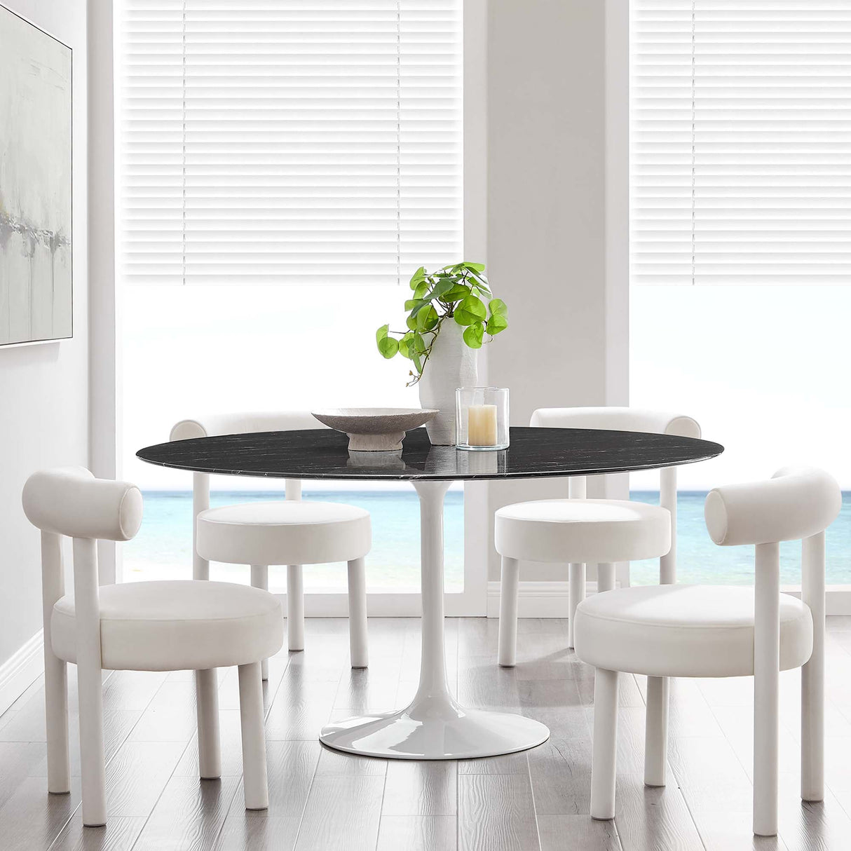 Lippa 60" Round Faux Marble Dining Table by Modway