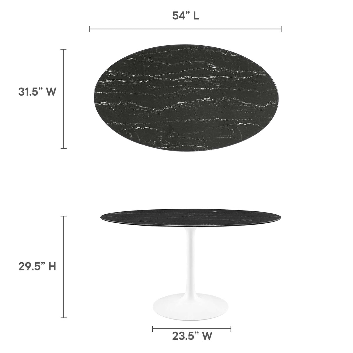 Lippa 54" Oval Faux Marble Dining Table by Modway