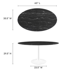 Lippa 60" Oval Faux Marble Dining Table by Modway