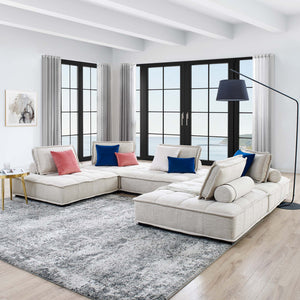 Saunter 5-Piece Tufted Fabric Sectional Sofa by Modway