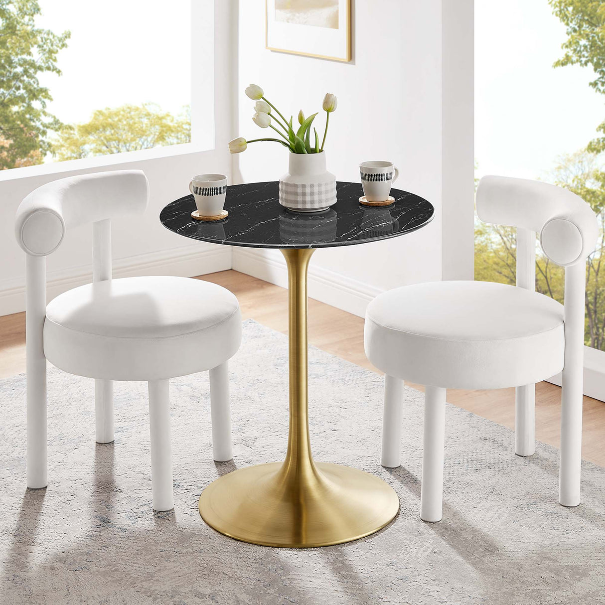 Lippa 28" Round Faux Marble Dining Table by Modway